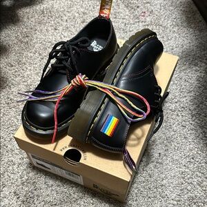 Dr. Martens 1461 Pride Black Smooth Leather Shoes UK 4 EU 37 US wom 6 US men 5